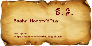 Baahr Honoráta névjegykártya